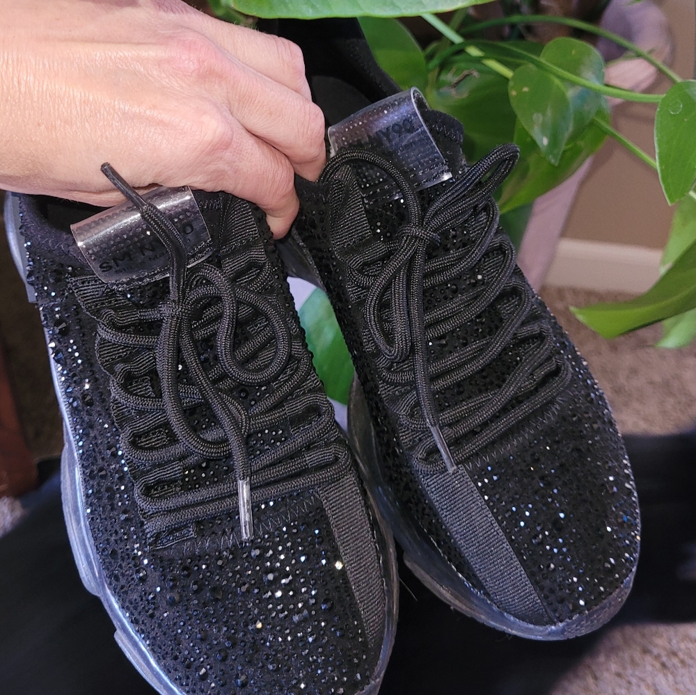 STEVE MADDEN MAXIMA BLACK RHINESTONES - Picture 2 of 8